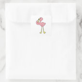 Flamingo met Waffle-ijs Vierkante Sticker (Tas)