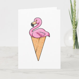 Flamingo met Waffle of Ice crème Kaart