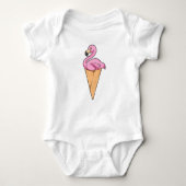 Flamingo met Waffle of Ice crème Romper (Voorkant)