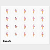 Flamingo met Waffle of Ice crème Ronde Sticker (Vel)