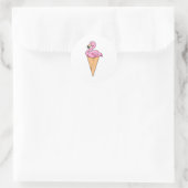 Flamingo met Waffle of Ice crème Ronde Sticker (Tas)
