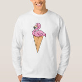 Flamingo met Waffle of Ice crème T-shirt (Voorkant)