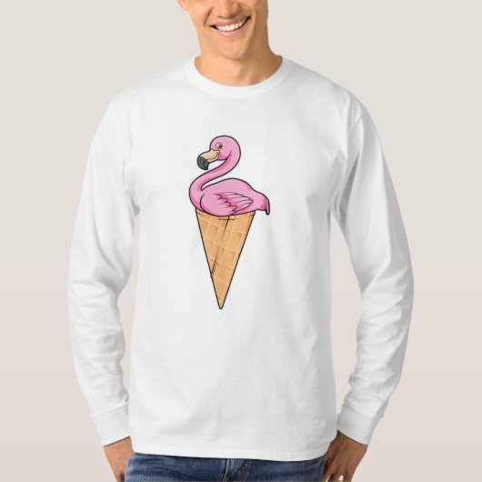 Flamingo met Waffle of Ice crème T-shirt (Voorkant)