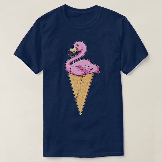 Flamingo met Waffle of Ice crème T-shirt (Design voorkant)