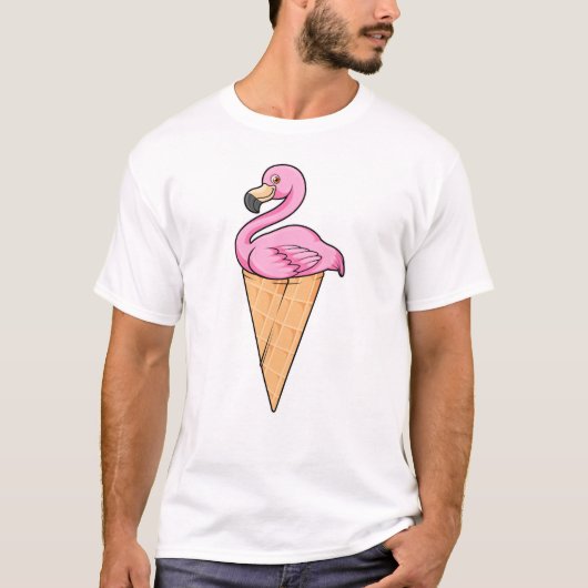 Flamingo met Waffle of Ice crème T-shirt (Voorkant)