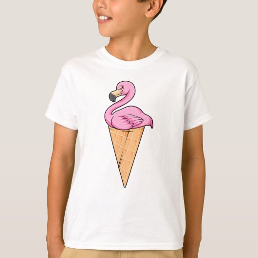 Flamingo met Waffle of Ice crème T-shirt (Voorkant)