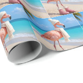 Flamingo met winterhoed en sjaal cadeaupapier (Rol Hoek)