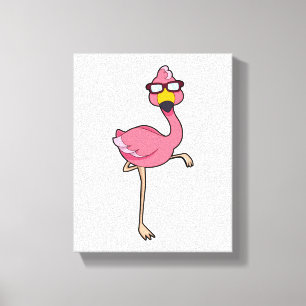 Flamingo met zonnebril canvas afdruk
