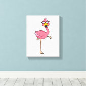 Flamingo met zonnebril canvas afdruk (Insitu (Houten vloer))