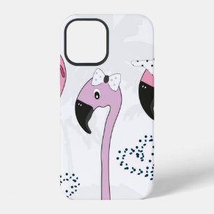 Flamingo met zonnebril en hoed in de zomer. Knip iPhone 12 Hoesje