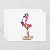 Flamingo met zonnebril en pet briefkaart (Voorkant / Achterkant)