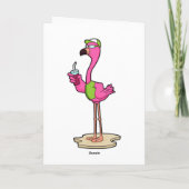 Flamingo met zonnebril en pet kaart (Achterkant)