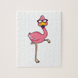 Flamingo met zonnebril legpuzzel
