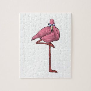 Flamingo met zonnebril legpuzzel