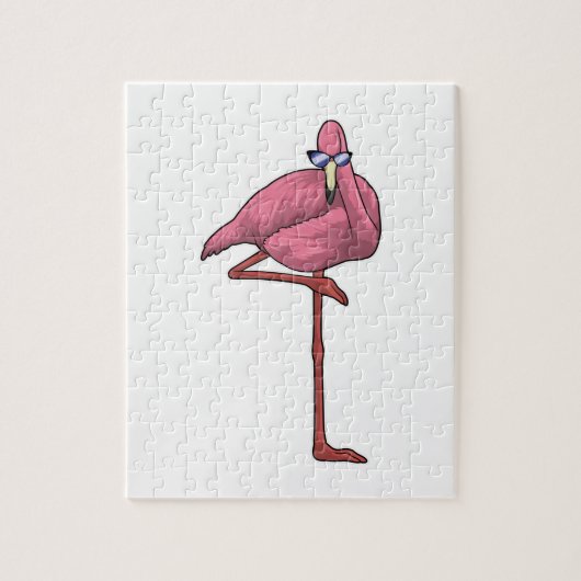 Flamingo met zonnebril legpuzzel (Verticaal)