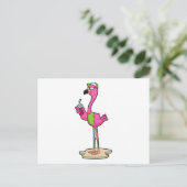 Flamingo met zonnebril & pet briefkaart (Staand voorkant)