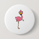 Flamingo met zonnebril ronde button 7,6 cm (Voorkant)