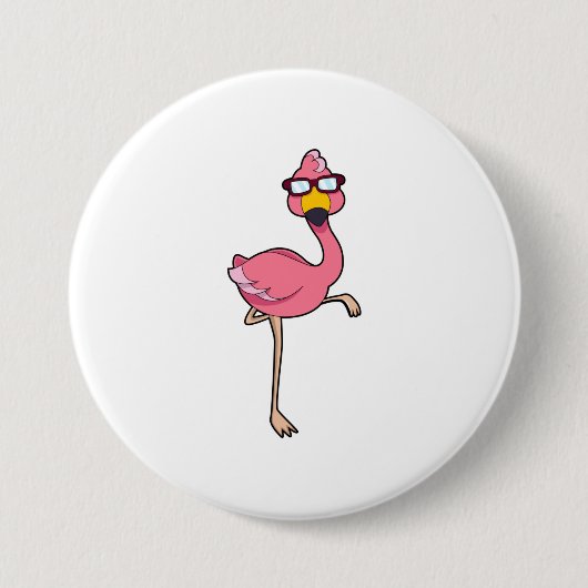Flamingo met zonnebril ronde button 7,6 cm (Voorkant)