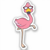 Flamingo met zonnebril sticker (Voorkant)