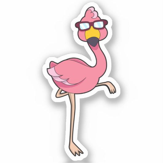 Flamingo met zonnebril sticker (Voorkant)