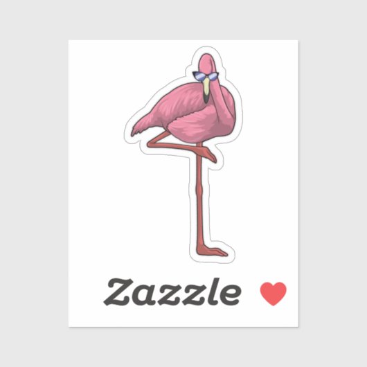 Flamingo met zonnebril sticker (Vel)