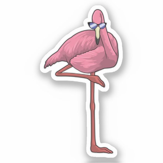 Flamingo met zonnebril sticker (Voorkant)