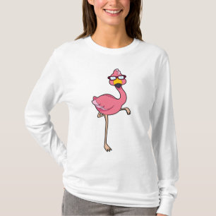 Flamingo met zonnebril t-shirt