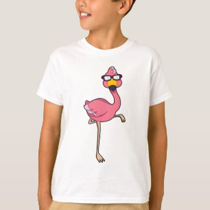 Flamingo met zonnebril t-shirt