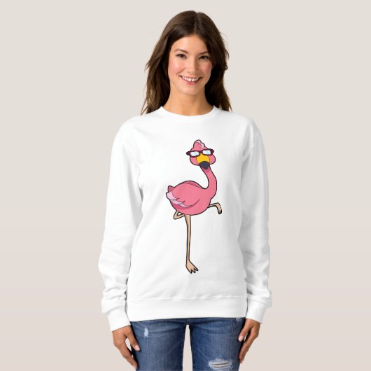 Flamingo met zonnebril trui (Voorkant volledig)