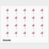 Flamingo met zonnebril vierkante sticker (Vel)