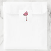 Flamingo met zonnebril vierkante sticker (Tas)