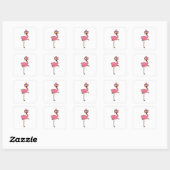 Flamingo met zonnebril vierkante sticker (Vel)