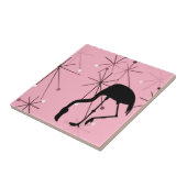 Flamingo MidCentury Modern Atomaire Zonneuitbarsti Tegeltje (Zijkant)