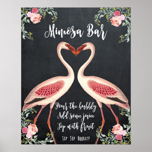 Flamingo Mimosa Bar Wedding Sign-bord Poster (Voorkant)