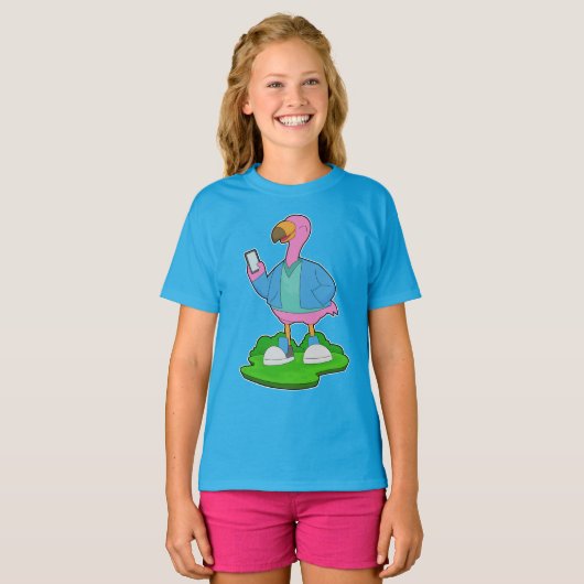 Flamingo Mobiele telefoon T-shirt (Voorkant volledig)