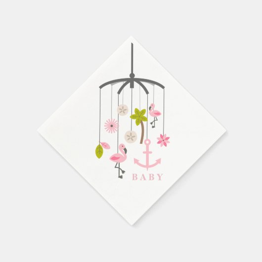 Flamingo Mobile Modern Roze Baby showers servetten (Hoek)