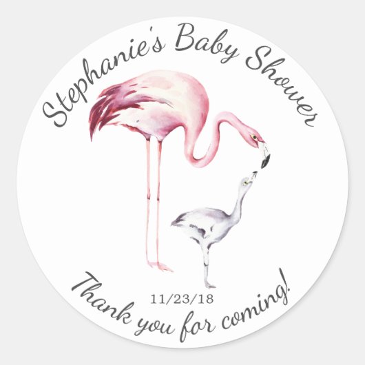 Flamingo Moeder Baby shower Favor Sticker (Voorkant)
