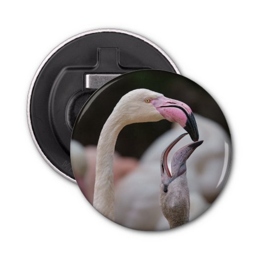 Flamingo Moeder en Baby Button Flesopener (Voorkant)
