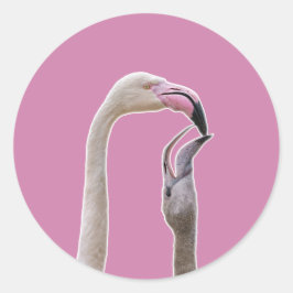 Flamingo Moeder en Baby Ronde Sticker