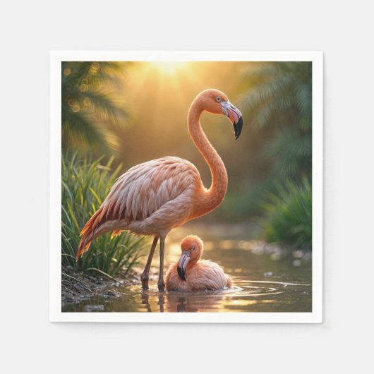Flamingo Moeder en Jong Servet (Voorkant)