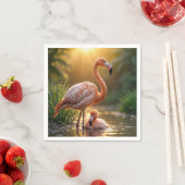 Flamingo moeder en kuiken servet (Insitu)