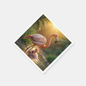 Flamingo moeder en kuiken servet (Hoek)