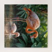 Flamingo moeder met kuiken legpuzzel (Horizontaal)