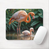 Flamingo moeder met kuiken muismat (Met muis)