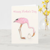 Flamingo Moederdag card Kaart (Gele Bloem)