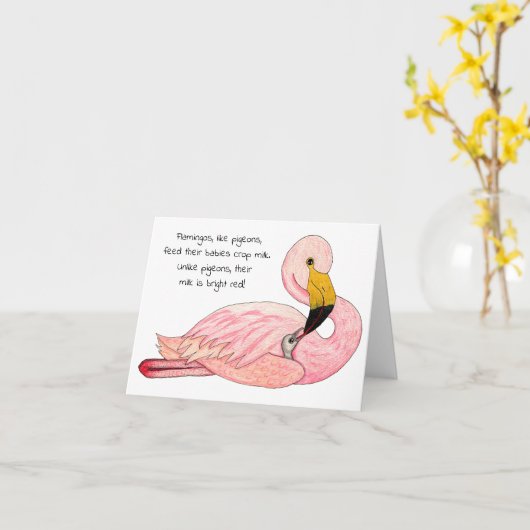 Flamingo Moederdag Kaart (Gele Bloem)