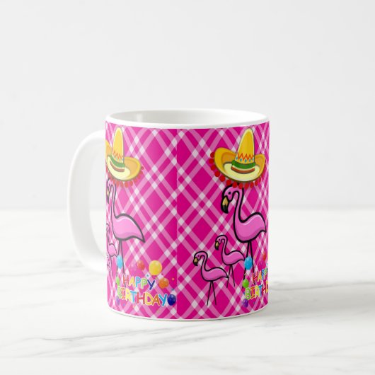 Flamingo Mok Happy Birthday Mok (Voorkant links)