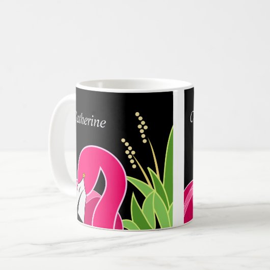 Flamingo Mok met gepersonaliseerde namen (Voorkant links)