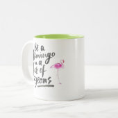 flamingo-mok tweekleurige koffiemok (Voorkant links)