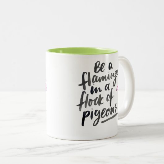 flamingo-mok tweekleurige koffiemok (Voorkant rechts)